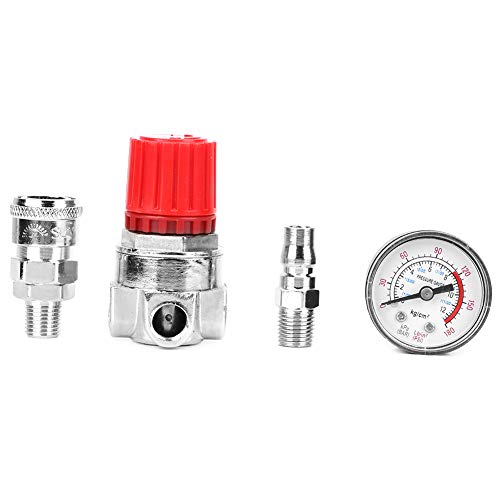 HighFlow Spritzpistole Luftdruckregler mit Manometer 0 bis 180 PSI AirFlow Control Einstellventil für Druckluftwerkzeuge von Akozon