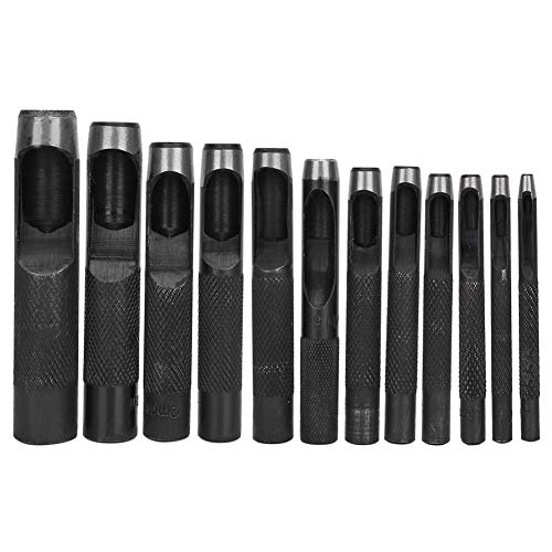 Leder -Loch -Stanzwerkzeuge Ergonomischer Stahlhandschläge für, Multifunktionales Accessoire für den Heimgebrauch (12 Stück (3-16 mm)) von Akozon