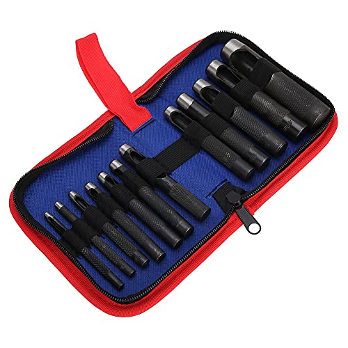 Leder -Loch -Stanzwerkzeuge Ergonomischer Stahlhandschläge für, Multifunktionales Accessoire für den Heimgebrauch (12 Stück (3-19 mm)) von Akozon