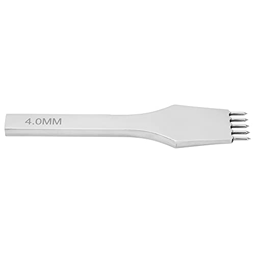 Leder Prong Runde Locher Reihe Meißel Stahl Stanzen Nähen Handwerk Werkzeug 4mm2 Prong Professionelle Zubehör (5 Zähne) von Akozon