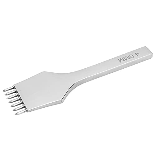 Leder Prong Runde Locher Reihe Meißel Stahl Stanzen Nähen Handwerk Werkzeug 4mm2 Prong Professionelle Zubehör (7 Zähne) von Akozon
