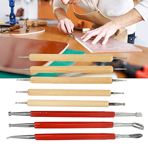 Leder-Transferstift, Carving Stylus Tool Spoon Double Tracing Tool Head Point Drill Pen Kit Set 8Pcs DIY Handmade Leather Craft von Akozon
