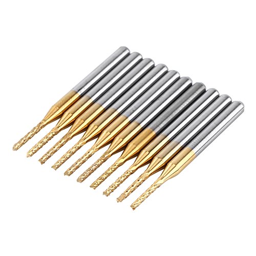 Schaftfräser Akozon 1.5mm Schneide Schaftfräser CNC PCB Gravur Bit Wolfram Beschichtung 1/8"Schaft Set von 10 Stück Fräser Schaftfräser Mikro Router von Akozon