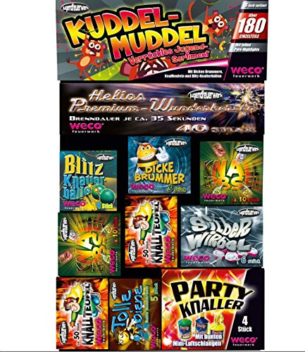 Aktivhandel Kuddel Muddel Weco 10tlg. Jugend-Sortiment Feuerwerk Kat F1 180 Einzelteile von Aktivhandel