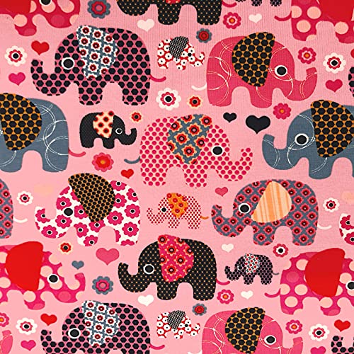 Elefanten Baumwoll-Jersey - Organic Cotton - Elastisch - für Kinderbekleidung, Mützen, Bettwäsche und Kissenbezüge - per Meter (Rosa) von Aktivstoffe