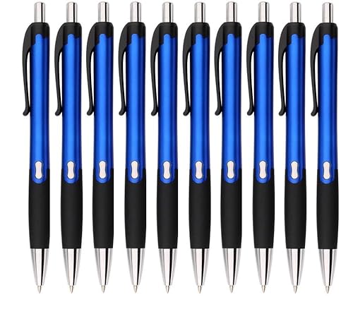 Akyandoo Kugelschreiber 10 Stück Premium Kulli Druckkugelschreiber für einfaches & weiches Schreiben Blauschreibend [Blau-10-Stueck] von Akyandoo