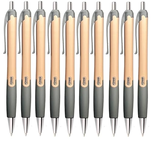 Akyandoo Kugelschreiber 10 Stück Premium Kulli Druckkugelschreiber für einfaches & weiches Schreiben Blauschreibend [Gold-10-Stueck] von Akyandoo
