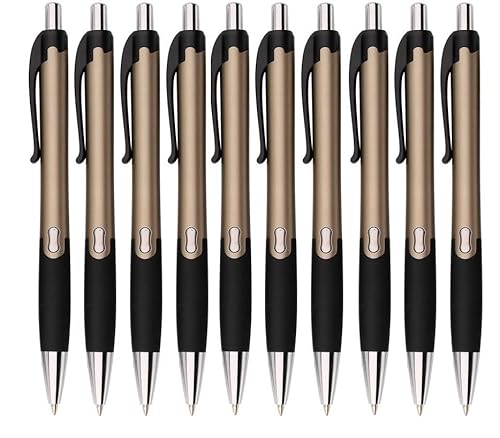 Akyandoo Kugelschreiber 10 Stück Premium Kulli Druckkugelschreiber für einfaches & weiches Schreiben Blauschreibend [Grau-10-Stueck] von Akyandoo