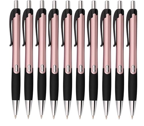 Akyandoo Kugelschreiber 10 Stück Premium Kulli Druckkugelschreiber für einfaches & weiches Schreiben Blauschreibend [Pink-10-Stueck] von Akyandoo