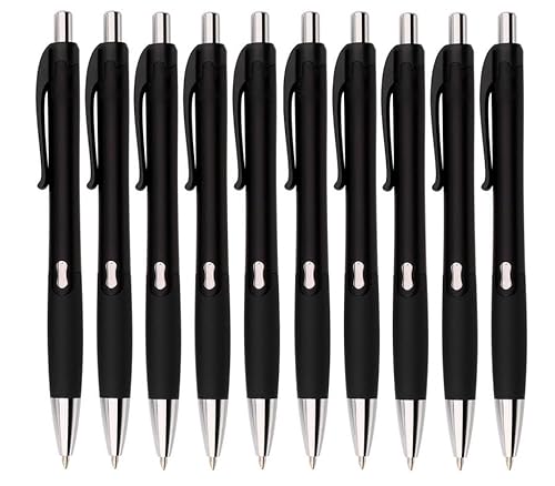 Akyandoo Kugelschreiber 10 Stück Premium Kulli Druckkugelschreiber für einfaches & weiches Schreiben Blauschreibend [Schwarz-10-Stueck] von Akyandoo