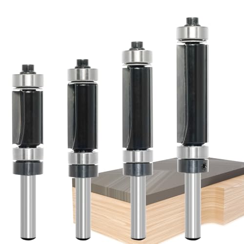 4-teiliges Oberfräsen-Bit-Set, 1/4-Zoll-Schaft, oberes und unteres Kugellager, 2-Nut-Trimmer-Fräser-Bit, 1,27 cm Schnittdurchmesser, Schnittlänge 13/16 Zoll, 2,5 cm, 3,8 cm, 3,8 cm 4-teiliges Oberfräsen-Bit-Set, 1/4-Zoll-Schaft, oberes und unteres Kugellager, 2-Nut-Trimmer-Fräser-Bit, 1,27 cm Schnittdurchmesser, Schnittlänge 13/16 Zoll, 2,5 cm, 3,8 cm, 3,8 cm von Akylin