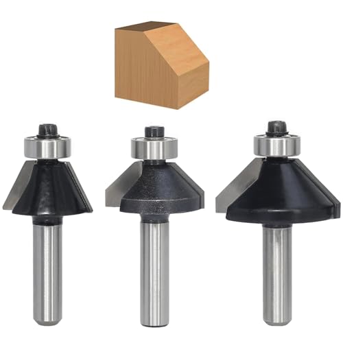 AKYLIN Fasenfräser 8mm Schaft 3 Stück,Fräser 25 Grad 45 Grad,Kegelfräser Kantenfräser mit Kugellager,Fräser für Oberfräse Holzbearbeitung AKYLIN Fasenfräser 8mm Schaft 3 Stück,Fräser 25 Grad 45 Grad,Kegelfräser Kantenfräser mit Kugellager,Fräser für Oberfräse Holzbearbeitung von Akylin