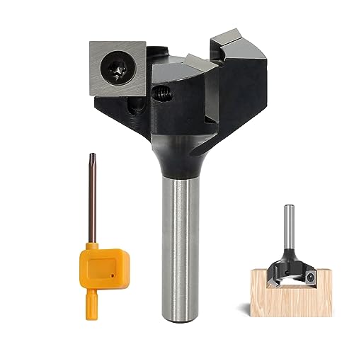 AKYLIN Planfräser 8mm schaft，3 Flöten Planfräser für Oberfräse，4-seitigen Austauschbare Hartmetall Klinge，Hobelfräser mit Wendeplatten Spoilboard Fräser Hobelfräser von Akylin