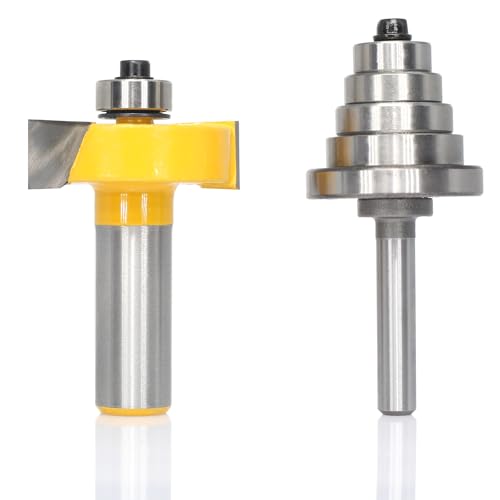 AKYLIN T-Nut-Fräser-Bits mit 6 passenden Lagern, Schneider für 7 Schlitz-Schnitttiefe 7/16 Zoll, 3/8 Zoll, 5/16 Zoll, 1/4 Zoll, 3/16 Zoll, 1/8 Zoll, 3/32 Zoll von Akylin