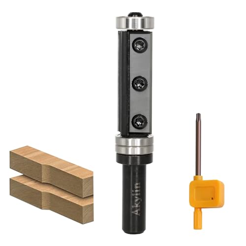 AKYLIN Wendeplatten Bündigfräser 12mm Schaft,2-seitigen Austauschbare Hartmetall Klinge,Bündigfräser Oberfräse mit Kugellager Holzfräser für Kantenbearbeitung AKYLIN Wendeplatten Bündigfräser 12mm Schaft,2-seitigen Austauschbare Hartmetall Klinge,Bündigfräser Oberfräse mit Kugellager Holzfräser für Kantenbearbeitung von Akylin