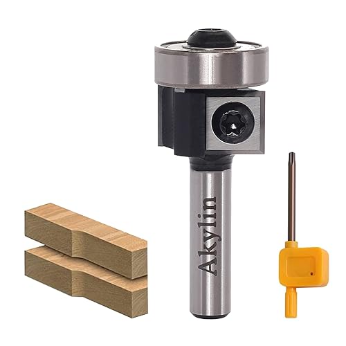 AKYLIN Wendeplatten Bündigfräser 8mm Schaft,4-seitigen Austauschbare Hartmetall Klinge, Bündigfräser Oberfräse mit Kugellager Holzfräser für Kantenbearbeitung AKYLIN Wendeplatten Bündigfräser 8mm Schaft,4-seitigen Austauschbare Hartmetall Klinge, Bündigfräser Oberfräse mit Kugellager Holzfräser für Kantenbearbeitung von Akylin