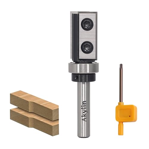 AKYLIN Wendeplatten Bündigfräser 8mm Schaft,4-seitigen Austauschbare Hartmetall Klinge,Bündigfräser Oberfräse mit Kugellager Holzfräser für Kantenbearbeitung AKYLIN Wendeplatten Bündigfräser 8mm Schaft,4-seitigen Austauschbare Hartmetall Klinge,Bündigfräser Oberfräse mit Kugellager Holzfräser für Kantenbearbeitung von Akylin