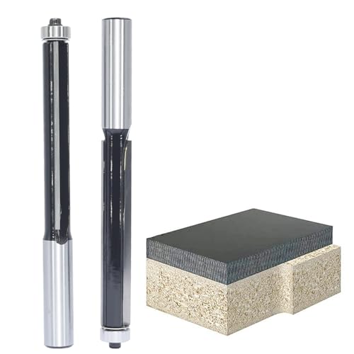 Akylin 2 Stück 7,6 cm Schnittlänge, super langer Bündig-Bit, 1/2 Schaft, 2 Rillen-Lagerschablonen-Bits, für bündiges Trimmen, Herstellung von doppelten Teilen für Furnier oder Laminate (2 Bits/Packung von Akylin