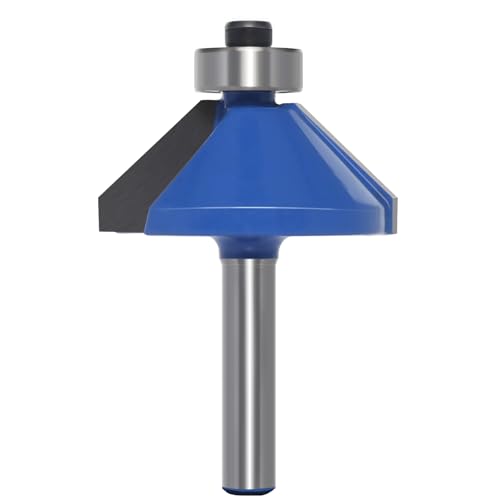 Akylin Fasenfräser-Bit, 1/4-Zoll-Schaft, 1-3/8-Zoll-Schnittdurchmesser, 45-Grad-Nut, Hartmetallkantenformung, Schrägfräser, Fasen-Bit, Gehrungswinkelfräser, perfekt für abgewinkelte Kanten von Akylin