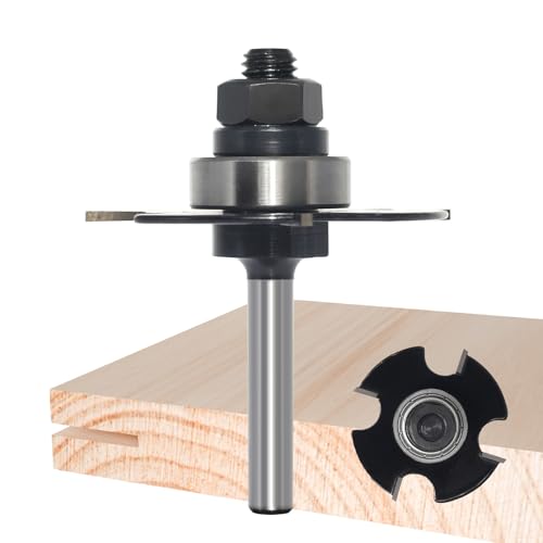 Akylin Nutfräser-Fräser-Bit, 1/4-Zoll-Schaft, 4-Flügelschlitz-Fräser-Bit mit Lager, 1/16 Zoll Höhe x 9/16 Zoll Tiefe, Wolframkarbid-Klingen, T-Nutfräser für Holzschlitze, Rillen von Akylin
