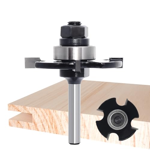 Akylin Nutfräser-Fräser-Bit, 1/4-Zoll-Schaft, 4-Flügelschlitz-Fräser-Bit mit Lager, 7/32 Zoll Höhe x 9/16 Zoll Tiefe, Wolframkarbid-Klingen, T-Nutfräser für Holzschlitze, Rillen Akylin Nutfräser-Fräser-Bit, 1/4-Zoll-Schaft, 4-Flügelschlitz-Fräser-Bit mit Lager, 7/32 Zoll Höhe x 9/16 Zoll Tiefe, Wolframkarbid-Klingen, T-Nutfräser für Holzschlitze, Rillen von Akylin