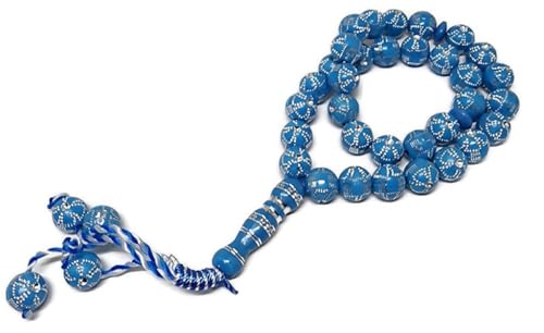 Muslim Tasbih 33 Gebetskette Rosenkranz AMN-312 Islam Beten Misbaha Schönes Design 10mm Islamische Religion Subha Sibha Eid Ramadan Geschenk (Hellblau) von Al-Ameen Muslim Gift