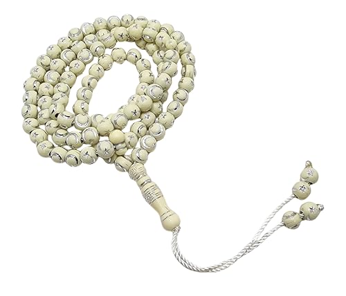 Muslim Tasbih AMN-238B Islam Gebet Rosenkranz Mond Stern Bild islamische Anbetung Gebet Misbaha Zeremonie religiöses Eid Ramadan Geschenk (cremefarben) von Al-Ameen Muslim Gift