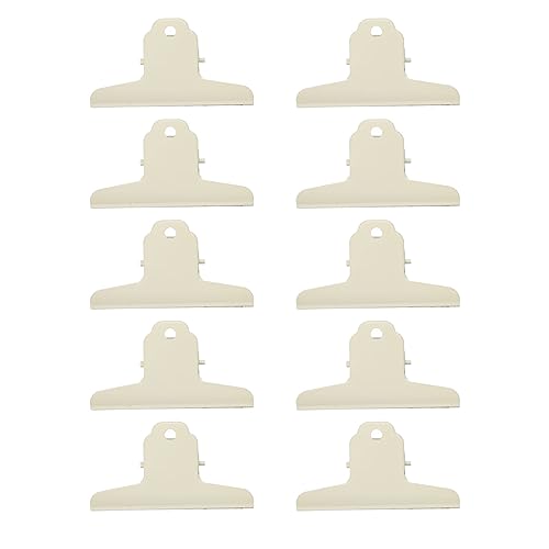 Aladeno 10 Stück große Binder-Clips, extra große Bull-Clips, große Metall-Bulldog-Clips, Edelstahl-Clips, Papierklemmen, Halter für Zeichenbrett, Poster, Klemmtasche (Beige) von Aladeno