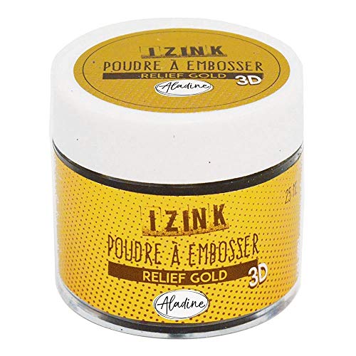 Aladine Izink Gold Embossing-Pulver mit 3D-Effekt, für Scrapbooking und kreative Karten, Relief, goldfarben, 25 ml von Aladine