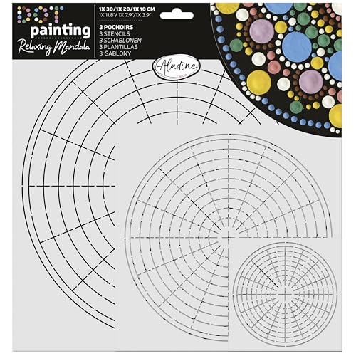 Aladine - 3 Schablonen für Mandalas & Dot Painting – geometrische Kreise mit Linien zum Erstellen von Mandalas – 81275 von Aladine