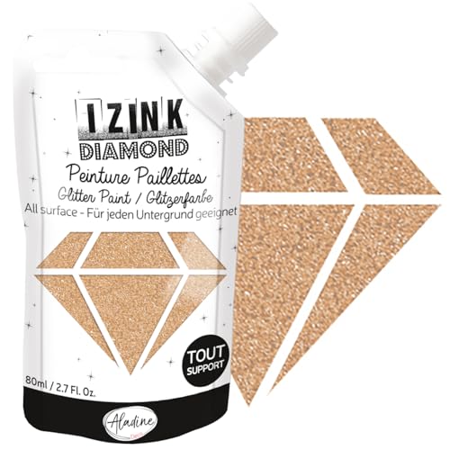 Aladine 80834 Izink Diamond Glitzerfarbe, 80 ml, Pastellgold von Aladine