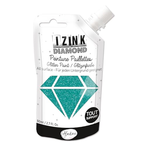 Aladine 80838 Izink Diamond Glitzerfarbe, 80 ml, Türkis von Aladine