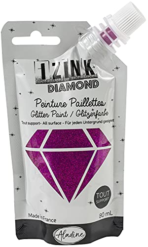 Aladine Glitzerfarbe IZINK Diamond 80 ml wasserfest deckend Pink von Aladine