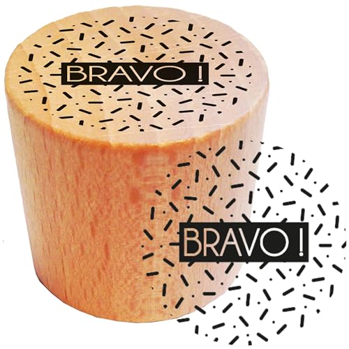 Aladine - Holzstempel rund "Bravo!" – Ø 2,8 cm – Holz 100% FSC – Stempel für Glückwunsch – Konfetti – für kreative Hobbys, Kreativkarten – 1886 von Aladine