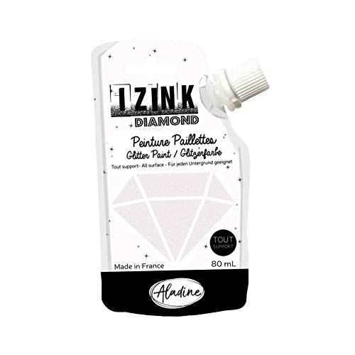 Aladine – Izink Diamond – Glitzerfarbe – Ultra konzentriert mit Pailletten – Dekoration für jeden Untergrund – DIY und kreative Freizeit – weiche Flasche 80 ml – Perlmutt von Aladine