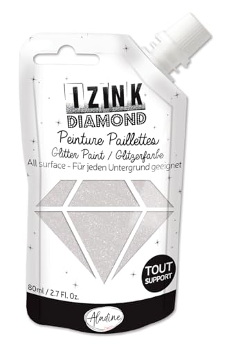 Aladine – Izink Diamond – Glitzerfarbe – Ultra konzentriert mit Pailletten – Dekoration für jeden Untergrund – DIY und kreative Freizeit – weiche Flasche 80 ml – Perlmutt von Aladine