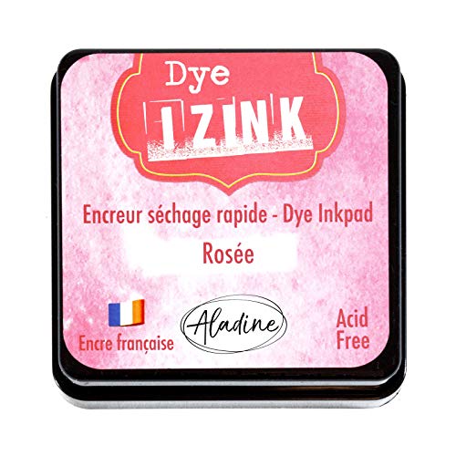 Aladine - Izink Dye Rosée Stempelkissen – Schnelltrocknend für Stempel und Schablonen – Scrapbooking und kreative Karten – französische Tinte – Größe M – 5 x 5 cm – Farbe: Rosa von Aladine