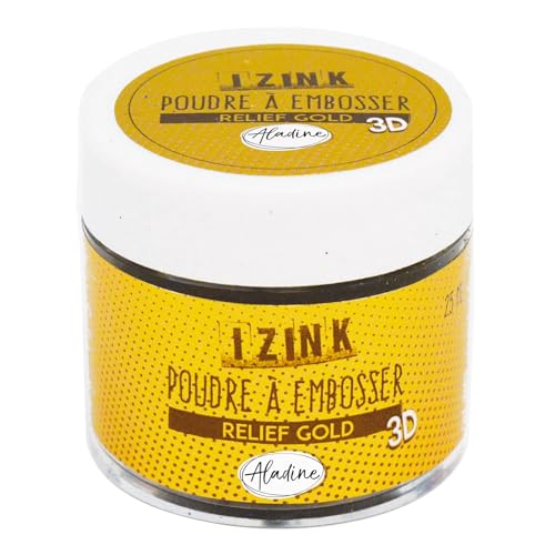 Aladine Izink Gold Embossing-Pulver mit 3D-Effekt, für Scrapbooking und kreative Karten, Relief, goldfarben, 25 ml von Aladine