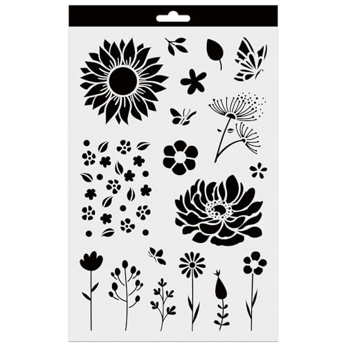 Aladine - Schablone Floral 20 x 30 cm – Schablone für Dekoration aller Oberflächen – Schablone für Filzstifte, Farbe, Airbrush – Blumenmuster – 81229 von Aladine