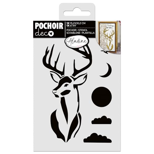 Aladine - Schablone Hirsch, 15 x 10 cm – Schablone für Dekoration aller Oberflächen – Schablone aus Filz, Malerei, Airbrush Zeichnen – Tier – 81265 Aladine - Schablone Hirsch, 15 x 10 cm – Schablone für Dekoration aller Oberflächen – Schablone aus Filz, Malerei, Airbrush Zeichnen – Tier – 81265 von Aladine