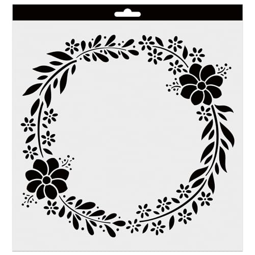 Aladine - Schablone Krone Blumen 30 x 30 cm – Schablone für Dekoration aller Oberflächen – Schablone für Filzstifte, Farbe, Airbrush – Zeichnung Blumenkranz – 81228 von Aladine