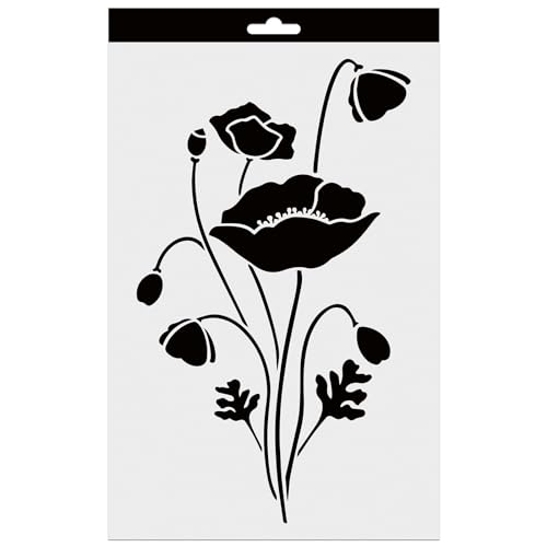 Aladine - Schablone Mohnblume 20 x 30 cm – Schablone für Dekoration aller Oberflächen – Schablone für Filzstifte, Farbe, Airbrush – Zeichnung Mohnblume – 81226 von Aladine