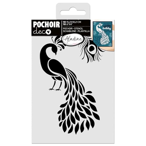 Aladine - Schablone Pfau, 15 x 10 cm – Schablone für Dekoration aller Oberflächen – Schablone aus Filz, Malerei, Airbrush Zeichnen – Tier – 81266 Aladine - Schablone Pfau, 15 x 10 cm – Schablone für Dekoration aller Oberflächen – Schablone aus Filz, Malerei, Airbrush Zeichnen – Tier – 81266 von Aladine