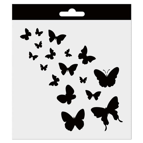 Aladine - Schablone Schmetterlinge 15 x 15 cm – Schablone für Dekoration aller Oberflächen – Schablone für Filzstifte, Malerei, Airbrush – Zeichnung Schmetterlinge – 81231 von Aladine