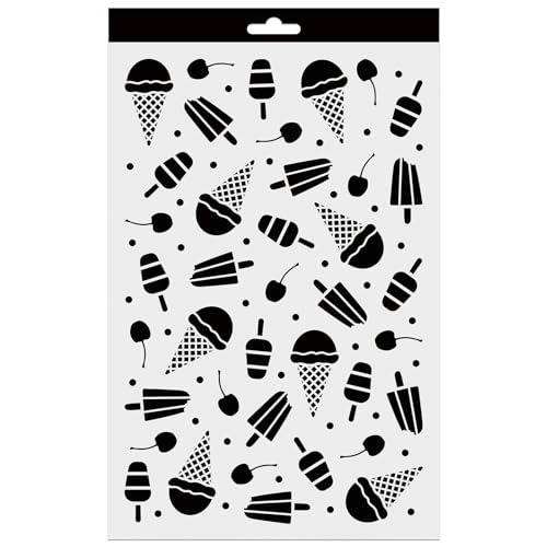 Aladine - Schablone Summer Ice 20 x 30 cm – Schablone für Dekoration auf allen Oberflächen – Schablone für Filzstifte, Farbe, Airbrush – Zeichnung Sommereis – 81243 von Aladine