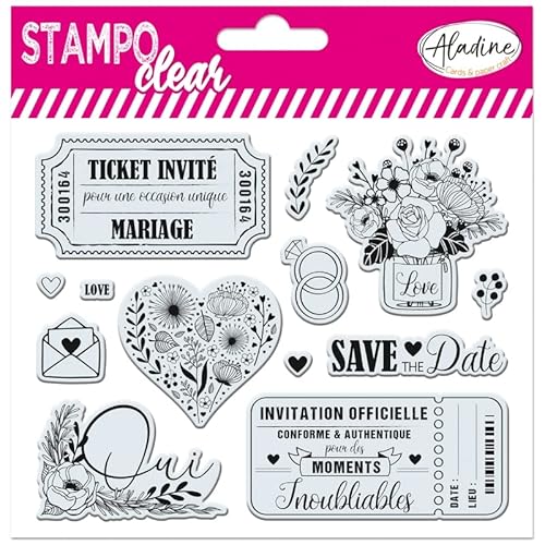 Aladine - Stempel für Hochzeit – transparente Stempel – Einladungen, Ticket – 04236 von Aladine