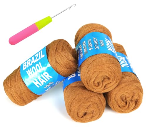 Alaleibaby 4 Rollen brasilianische Wolle, Acrylgarn für afrikanische Häkeln, Jumbo-Zöpfe, Senegalesisch, Twisting, Stricken, Haarzöpfe, Kunstlocs, Spiral-Korkenzieher, Zöpfe, Twist-Wraps, 70 g/Rolle Alaleibaby 4 Rollen brasilianische Wolle, Acrylgarn für afrikanische Häkeln, Jumbo-Zöpfe, Senegalesisch, Twisting, Stricken, Haarzöpfe, Kunstlocs, Spiral-Korkenzieher, Zöpfe, Twist-Wraps, 70 g/Rolle von Alaleibaby