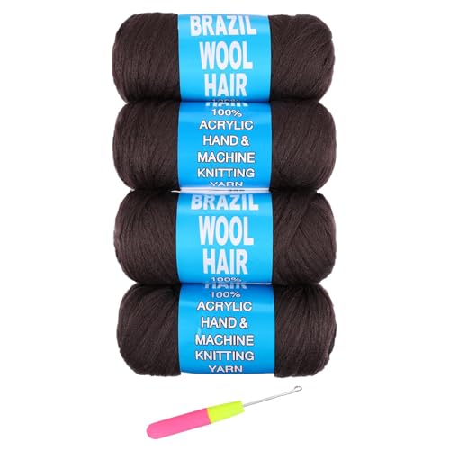Alaleibaby Brasilianische Wolle, Acrylgarn für afrikanisches Häkelhaar, Jumbo-Zöpfe, senegalesisches Stricken, Zöpfe, Kunstlocs, Spiral-Korkenzieher, Twist-Wraps, 70 g/Rolle, 4 Rollen Alaleibaby Brasilianische Wolle, Acrylgarn für afrikanisches Häkelhaar, Jumbo-Zöpfe, senegalesisches Stricken, Zöpfe, Kunstlocs, Spiral-Korkenzieher, Twist-Wraps, 70 g/Rolle, 4 Rollen von Alaleibaby