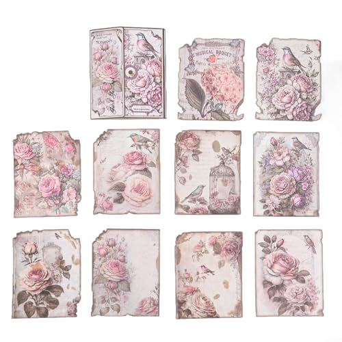 Vintage-Papier, 30 Stück, ideal für Scrapbooking und Bastelarbeiten (6 für rosa Rose) von Alanmoship