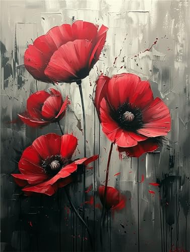 Diamond Painting kinder, Diamant Painting Bilder Kit Erwachsene Diamond Painting Mohn, DIY Crystal Strass Stickerei Diamant Malerei Kit, Home Dekoration Wohnzimmer Geschenk - Blumen 60x80cm T703 von Alaoan